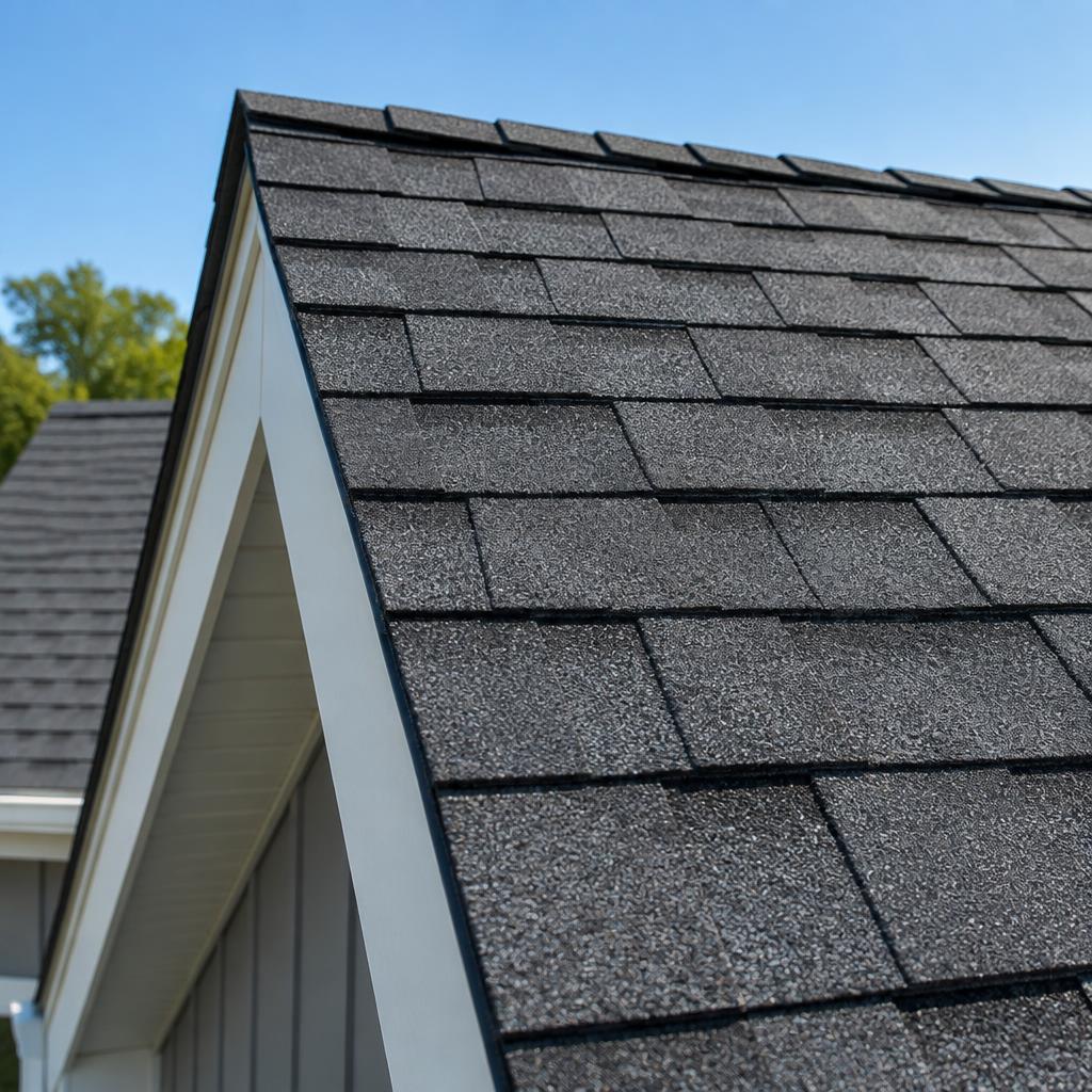 Close detail of a newly laid roof